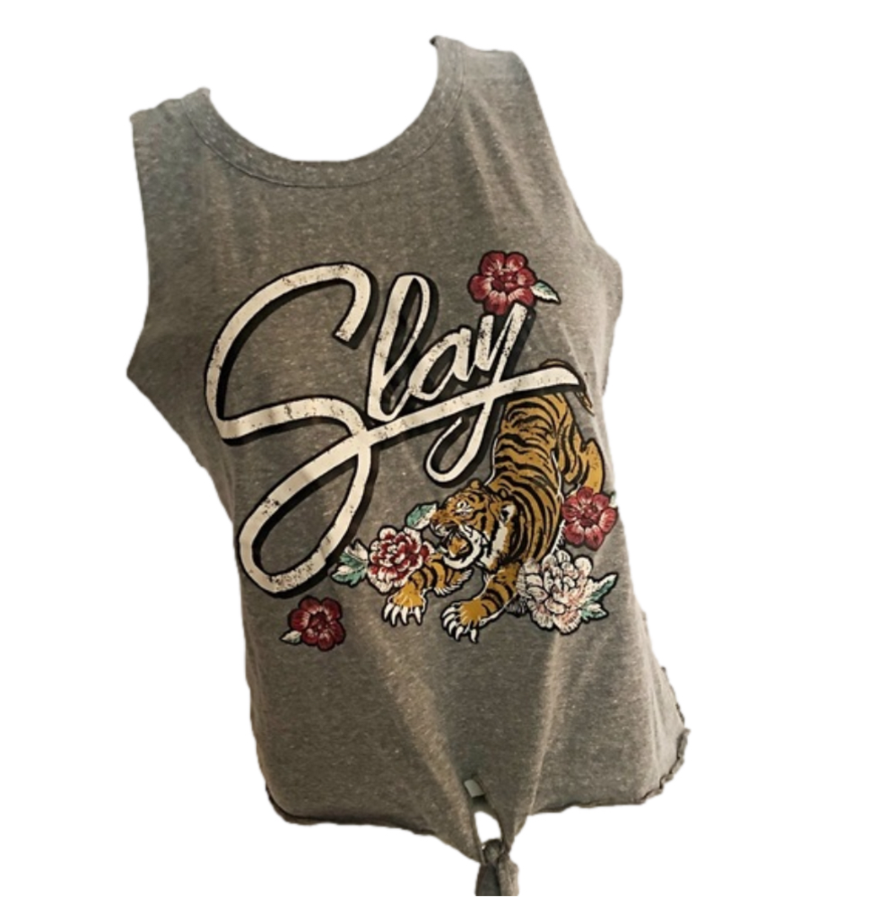 DERECK HEART Grey Sleeveless Shirt with Bandeau